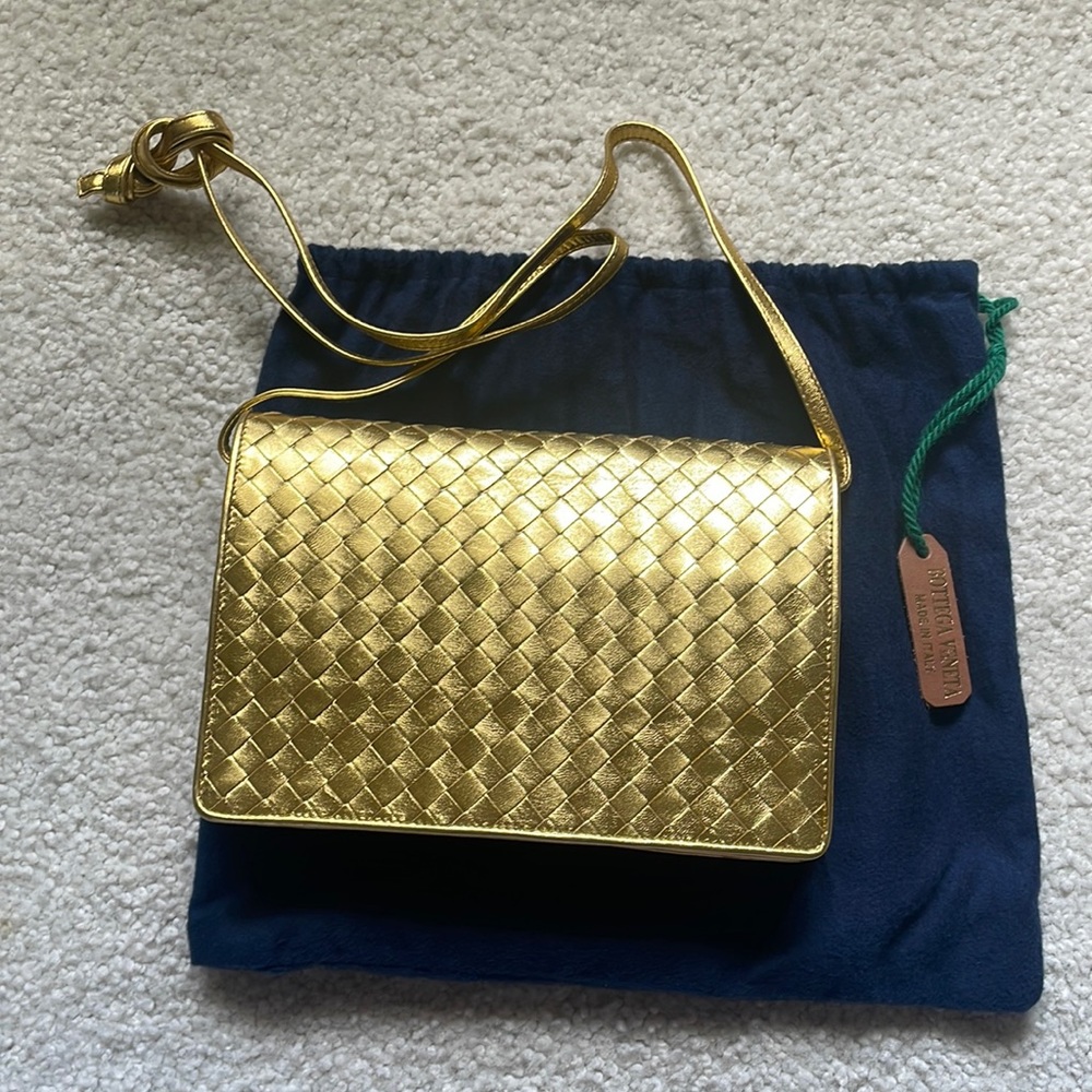 Gold Bottega Veneta Crossbody Purse